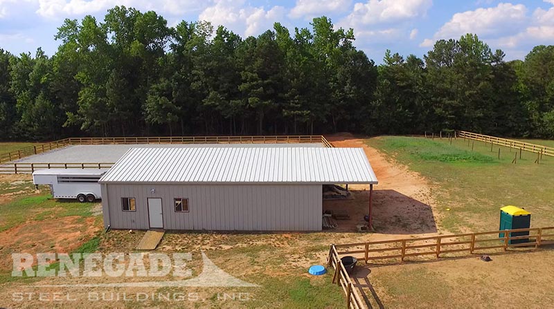 horse stables made from steel building with open bay