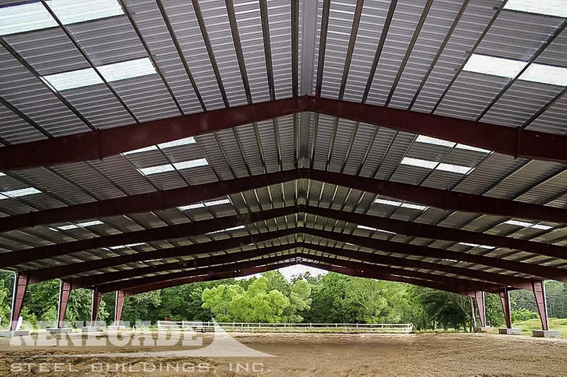 steel metal equestrian building riding arena roof only no walls skylights