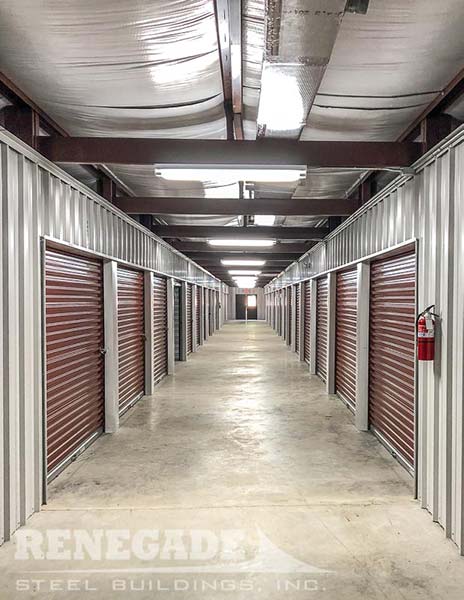 Self Storage Mini Steel Building climate controlled interior hallway