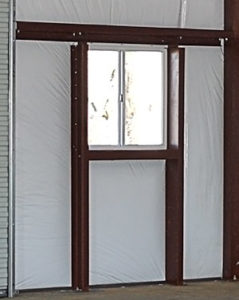 steel building window with framed opening