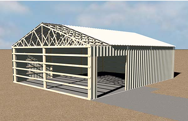 pole barn with trusses illustration