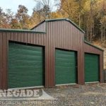 Monitor Style steel building brown with green trim