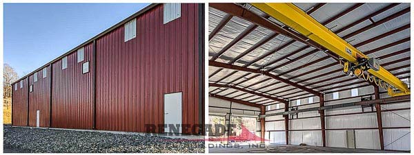 large steel building with support for crane