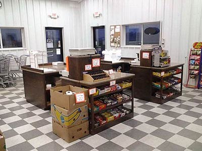 retail steel building general store checkout area