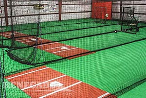 steel building sports facility batting cages interior