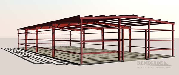 50x100x16 steel building frame illustration
