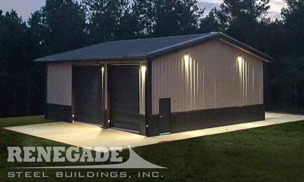 40x40 metal building with large roll up doors