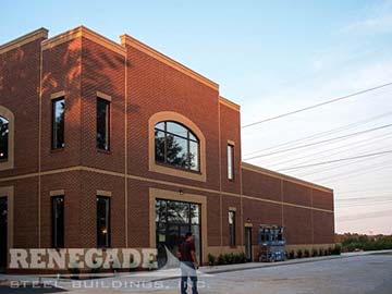 steel building with brick front