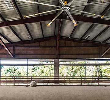 steel building riding arena inside view