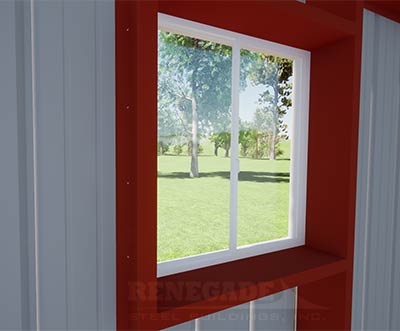 steel building window with framed opening illustration