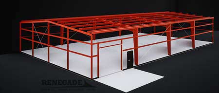 60x100x16 steel building red iron frame only illustration