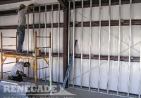 Renegade Steel Building interior with Standard insulation and interior walls being built