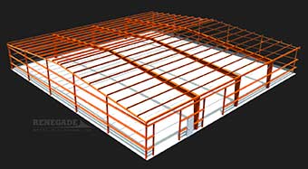 100x100x14 steel building red iron frame illustration