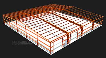100x100x14 steel building red iron frame illustration