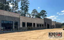 49&#039;8&quot;x210&#039;x16&#039; roof only building with walls and storefront glass and doors by others.