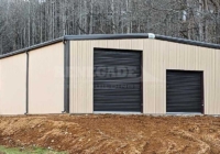 40x50x16 Renegade Steel Building with tan walls and Brown trim and roll up doors