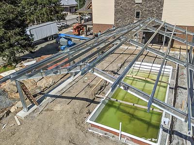 Steel Building Pool Cover construction framing