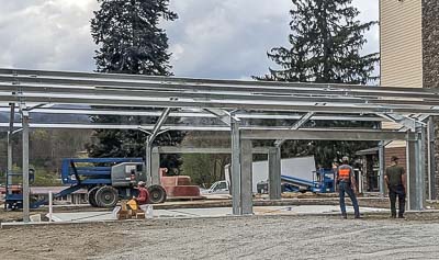 Steel Building Pool Cover construction main frames, purlins and portal frames
