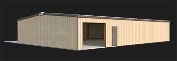 40x60 steel building illustration with tan walls and brown trim