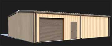 30x40 Renegade Steel Building with tan walls and brown trim