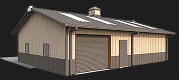 30x40 Renegade Steel Building with tan walls and brown trim with options