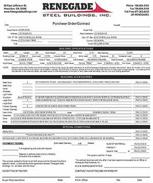 Renegade steel building standard contract page