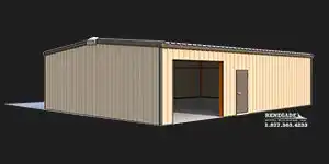 30x40x10 Renegade Steel Building illustration with tan walls and brown trim