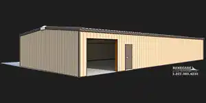 30x75x10 Renegade Steel Building illustration with tan walls and brown trim