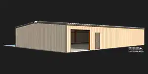 40x60x10 Renegade Steel Building illustration with tan walls and brown trim