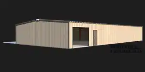 40x75x10 Renegade Steel Building illustration with tan walls and brown trim