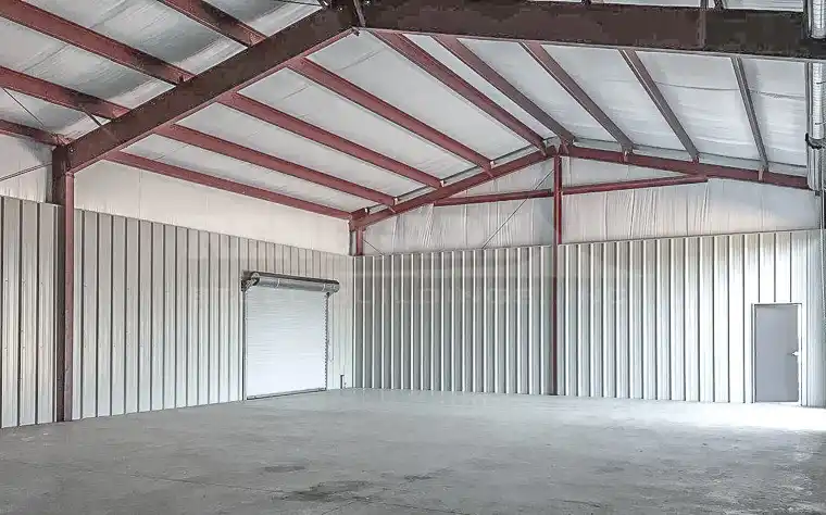 Steel building interior with liner panels