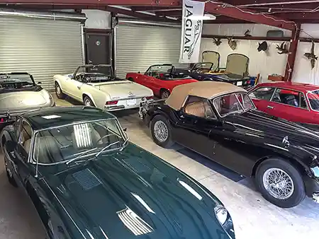 steel building man cave car collection