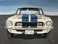 McPhail art painting of a Shelby Mustang