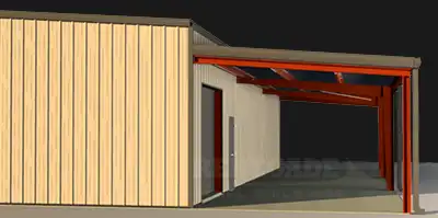 Steel Building with a Lean to illustration
