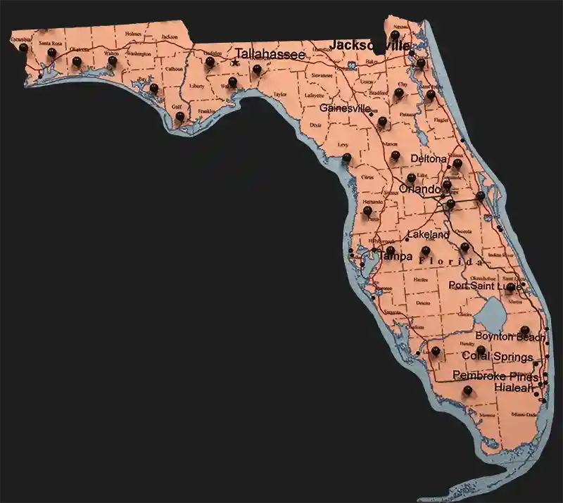 Florida map of Renegade Steel buildings