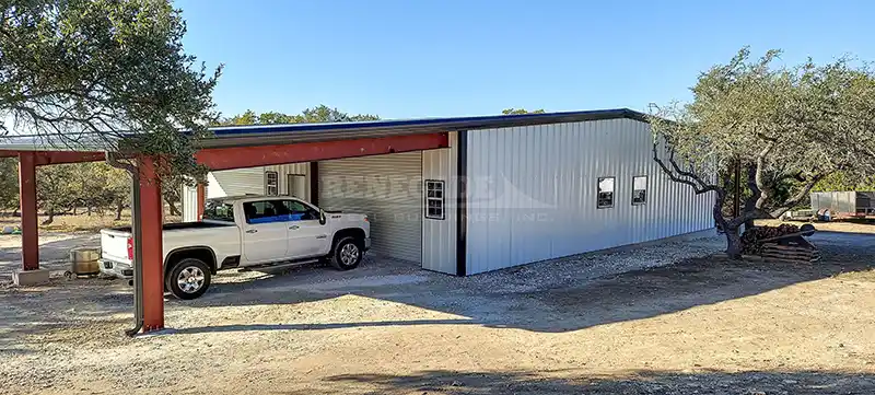 50x50x12 Renegade Steel Building Garage with lean to on one side