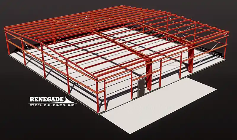 75x75 steel building red iron frame illustration
