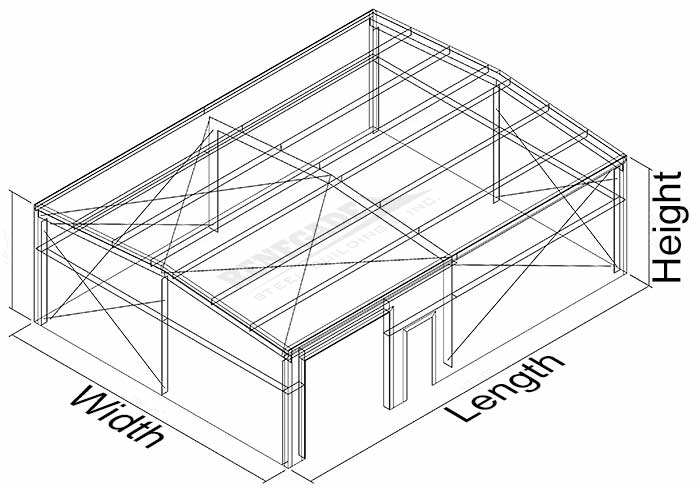 Steel Building 3d sketch illustration