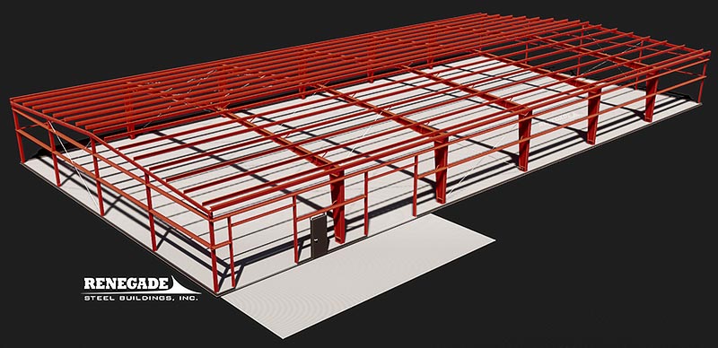 75x150 pre engineered steel building illustration