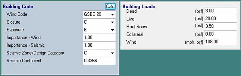 Example of steel building wind, snow and seismic loads