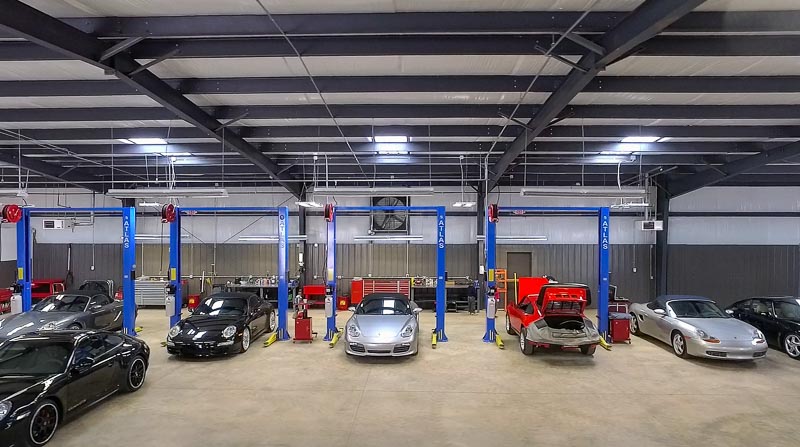 auto shop in a commercial steel building