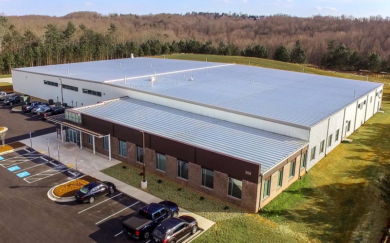 large commercial steel building with office, production and warehouse space.