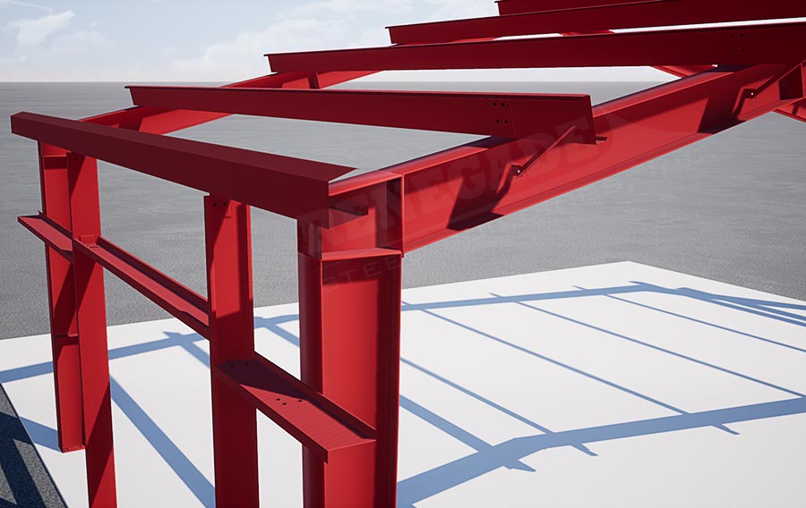 Red Iron Steel Building Structure illustration