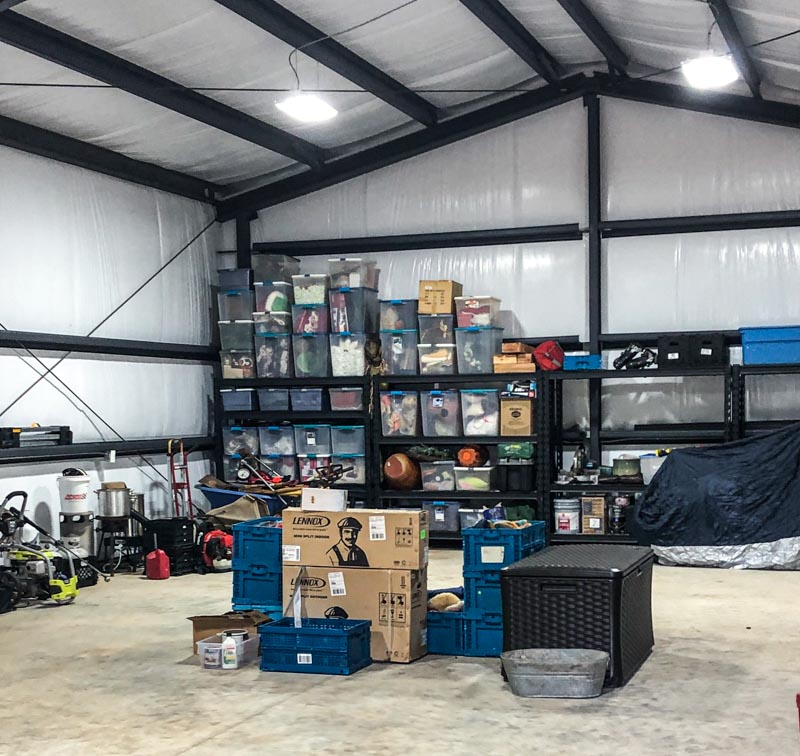 workshop with storage interior