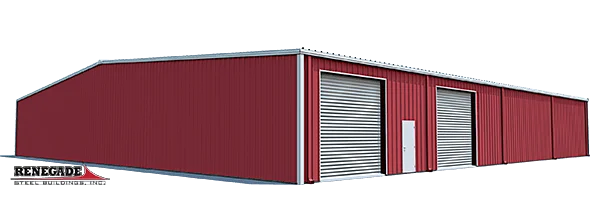 100x100x14 steel building with red panels